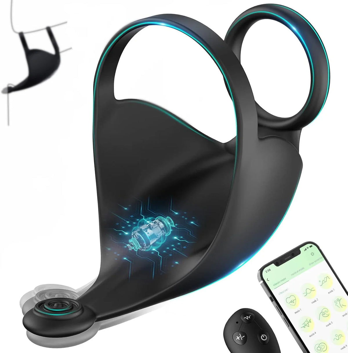 App-controlled Cock Ring Penis Trainer Vibrator Testicle Stimulator with 9 Vibration Modes