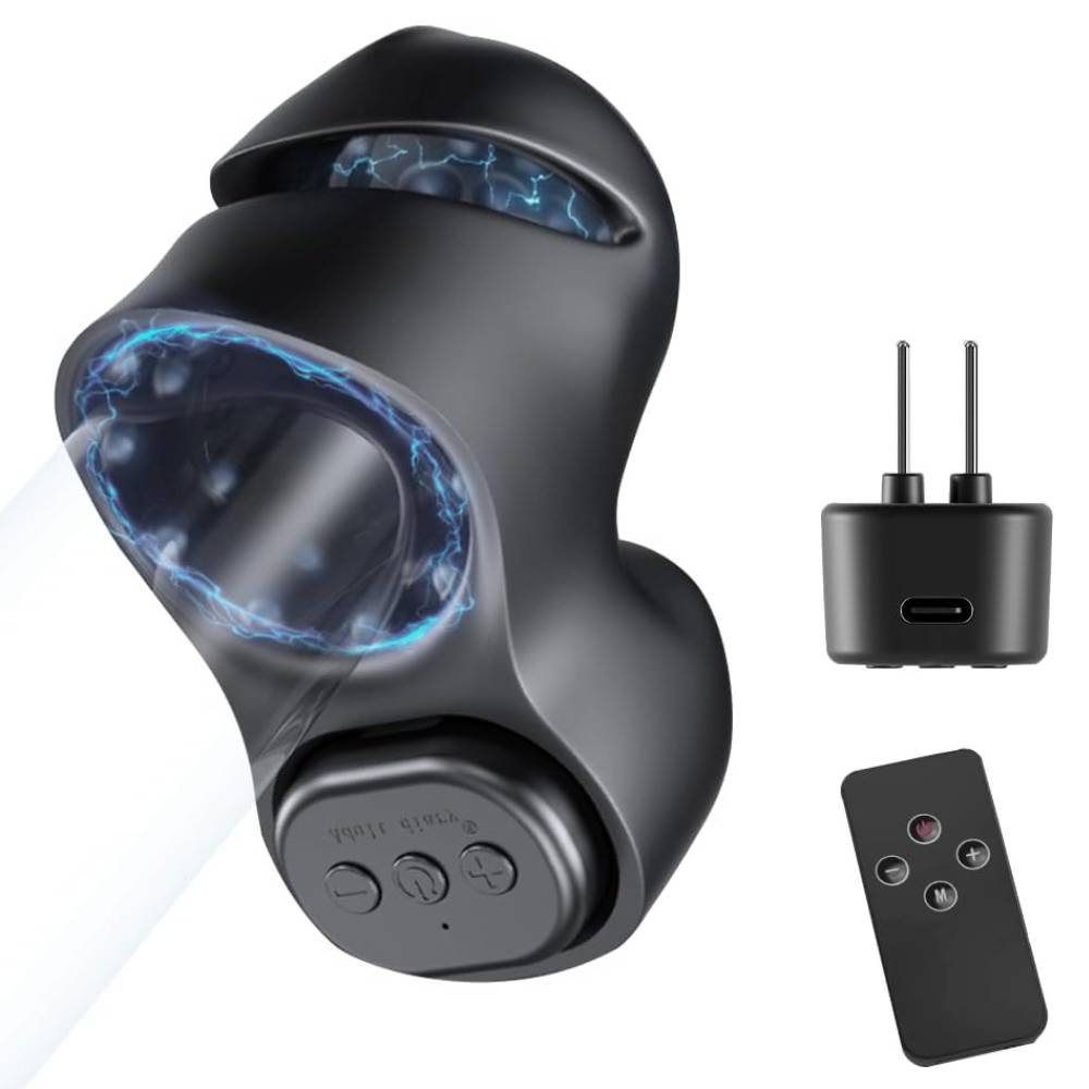 E-stim Penis Trainer Vibrator Masturbator with 12 Electric shock Modes & 20 Intensities