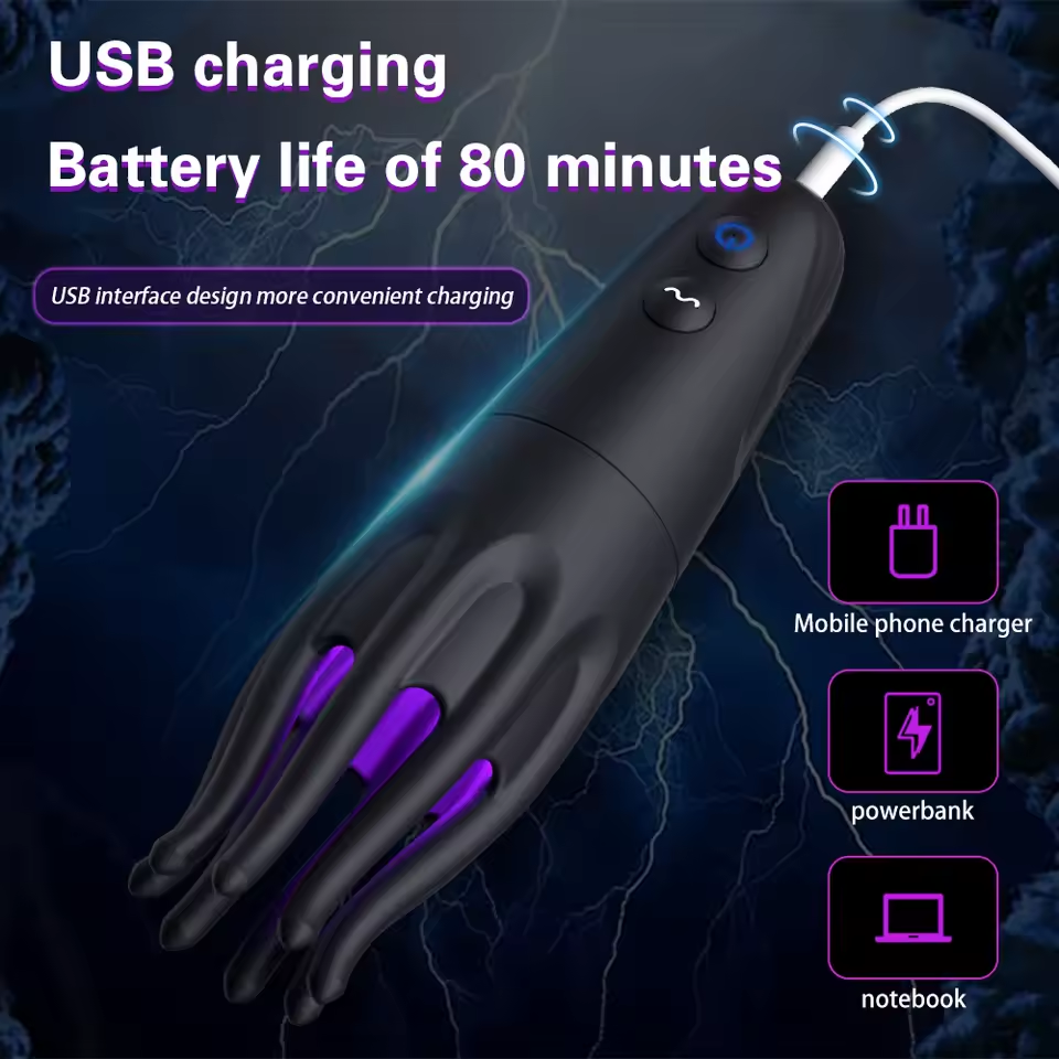 Intelligent Electric Shock Penis Vibrator Glans Trainer with 10 Vibration & 6 Shock Modes