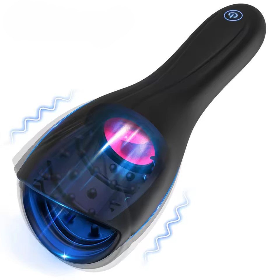 Penis Vibrator Glans Trainer Masturbator with 10 Vibrating & 5 Tongue Licking Modes