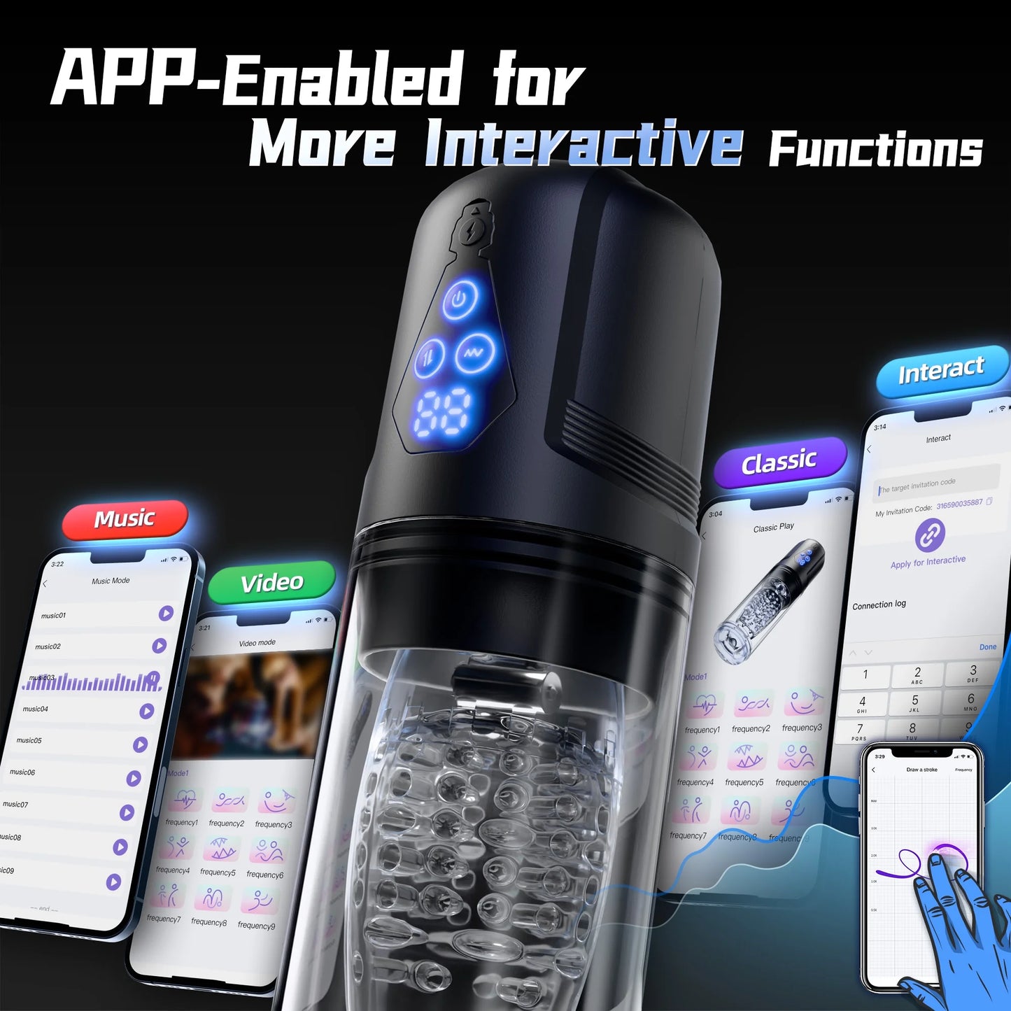Automatic Masturbator Stroker Blowjob with 9 Thrusting Rotating & 9 Vibrating Patterns