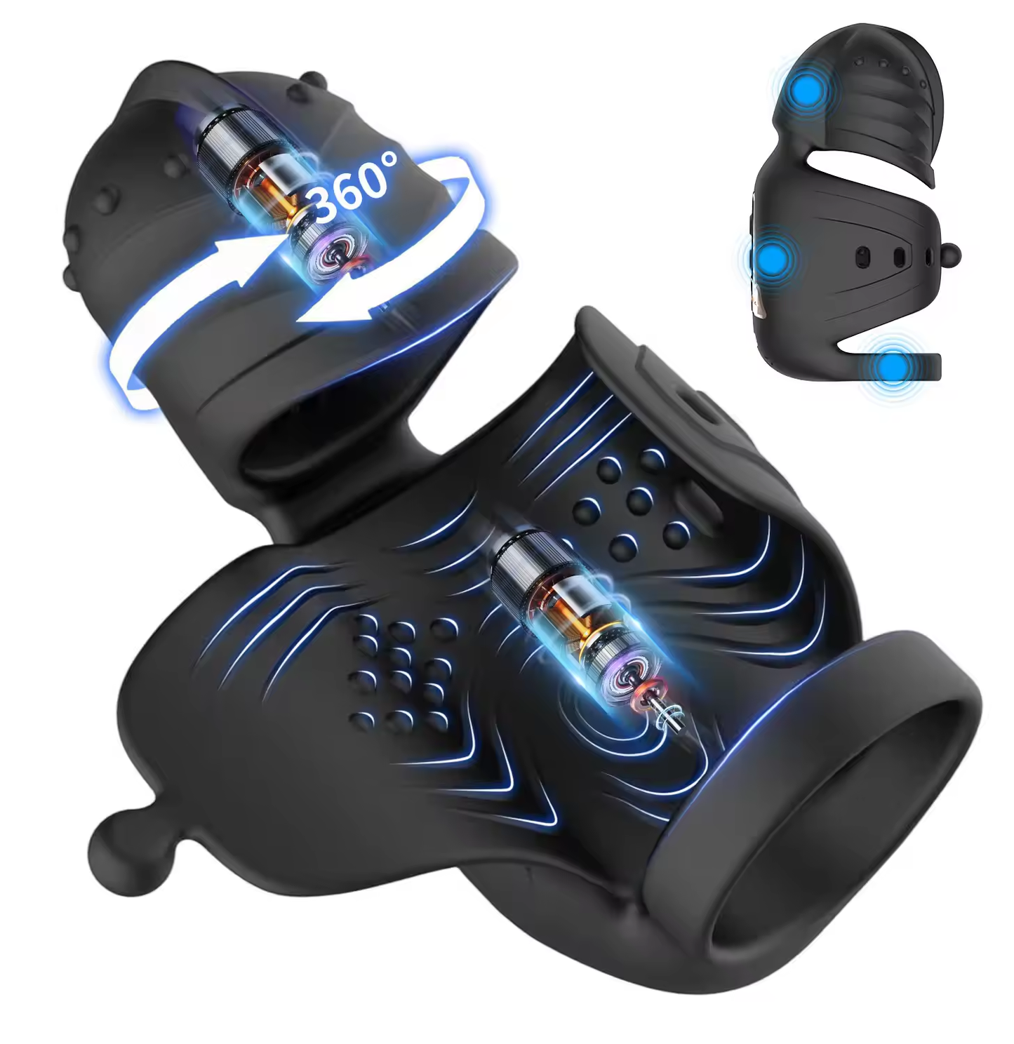 360° Wrapped Penis Trainer Vibrator Cock Ring with 10 Swing and 10 Vibration Modes