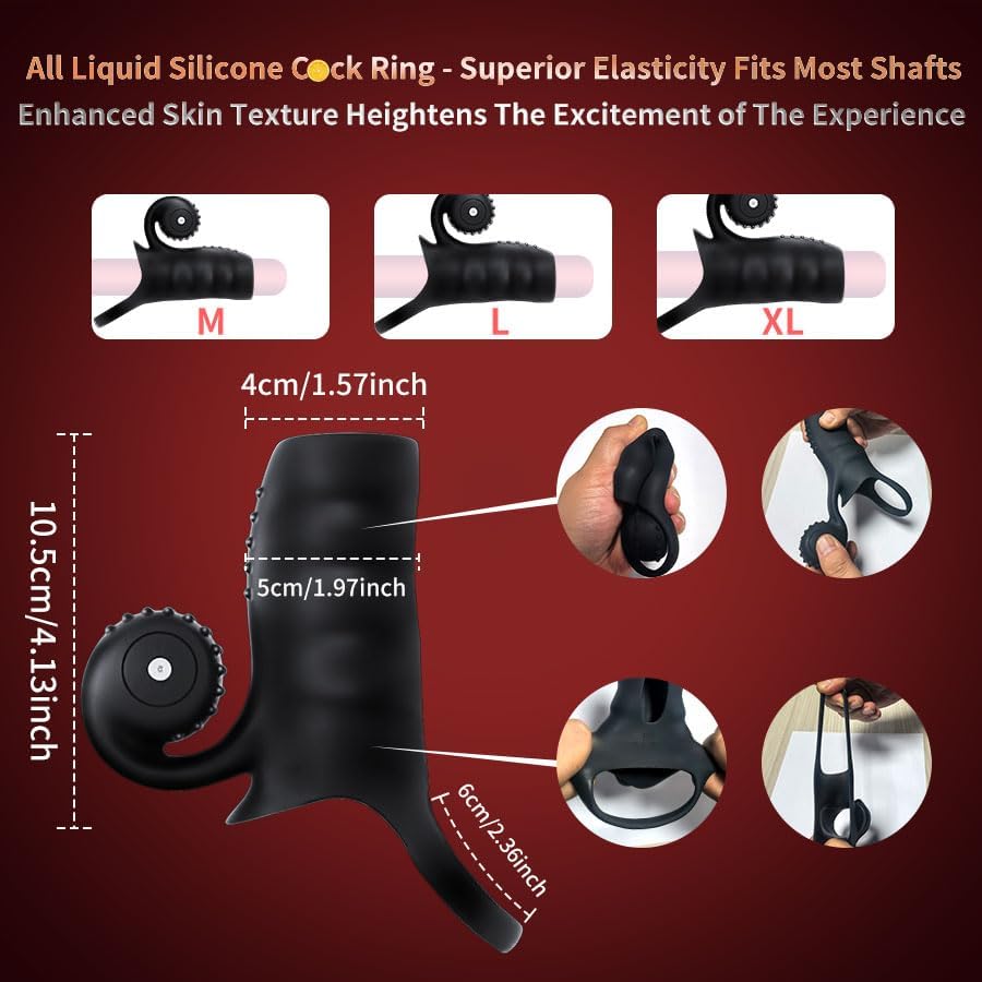 360° Resonance Double Locking Penis Trainer Vibrator Cock Ring with 10 Vibration Modes