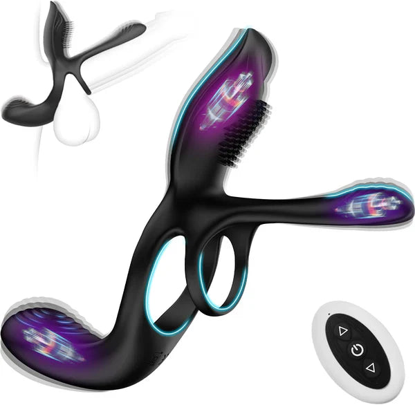 3 in 1 Anal Vibrator Prostate Massager Penis Ring with 10 Strong Vibration Modes