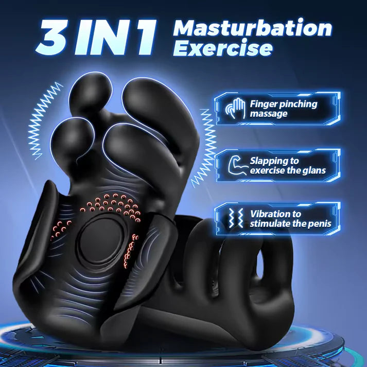 Electric Penis Trainer Glans Vibrator with 10 Massaging & Tapping & Vibrating