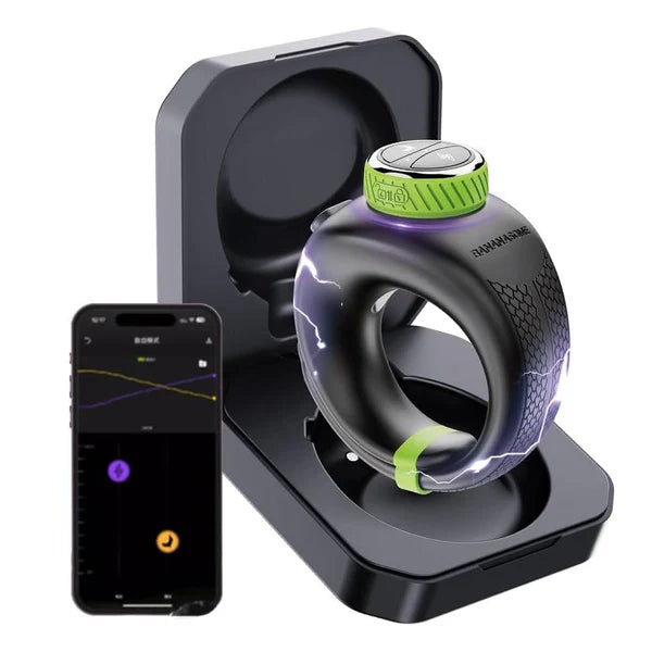 E-stim Penis Trainer Vibrator Cock Ring Masturbator with 10 Vibrations & Electro Shocks