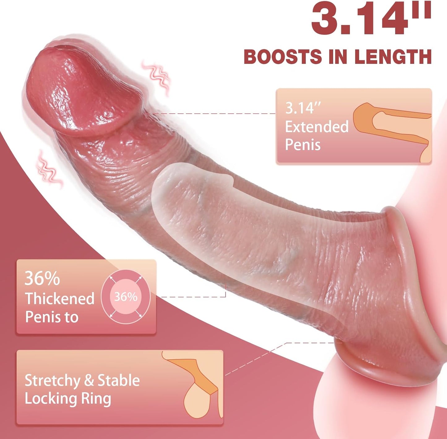 Remote Control Realistic Penis Sleeve Extender with 10 Vibration Modes