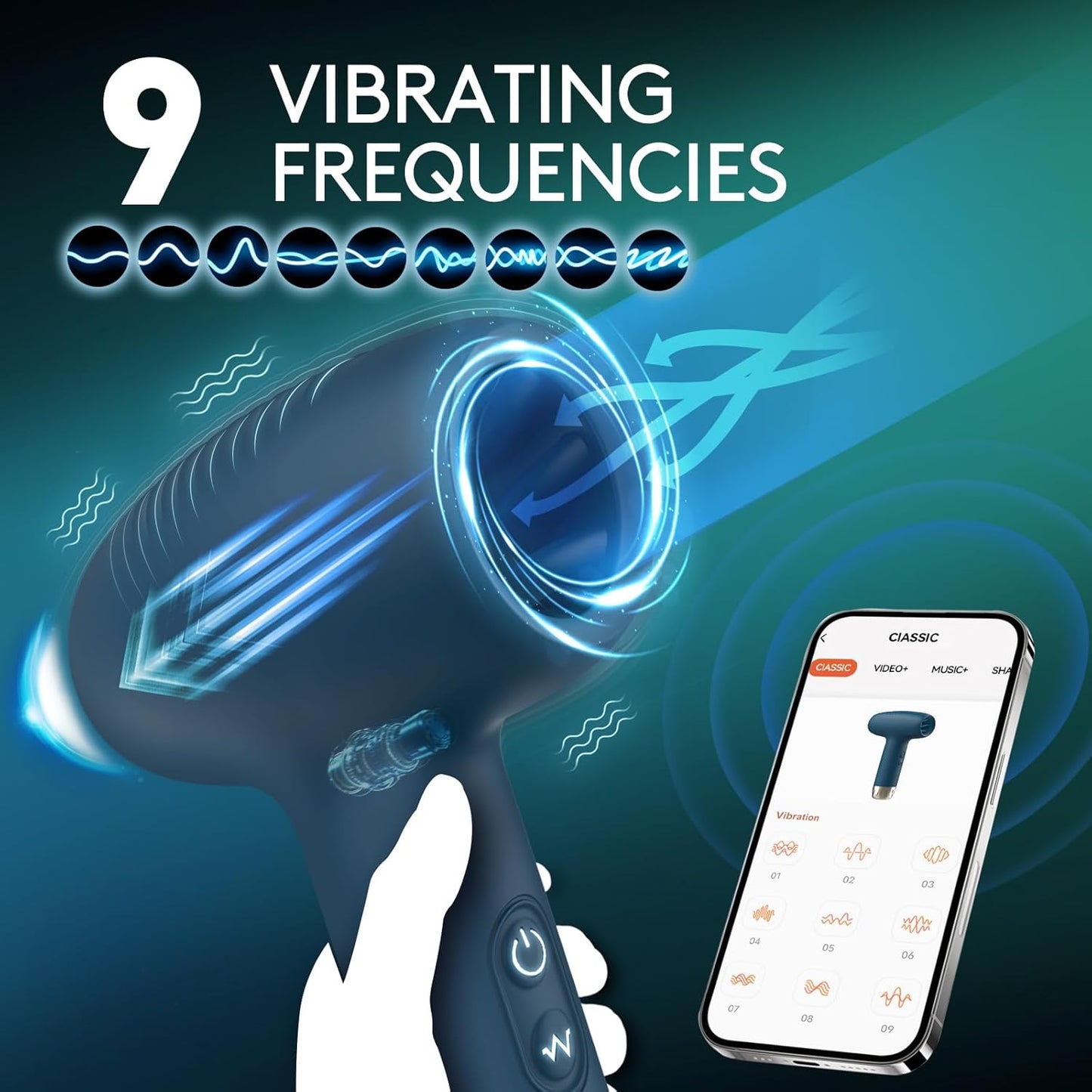 Automatic Masturbator Penis Trainer Massager Vibrator with 9 Vibrating Modes