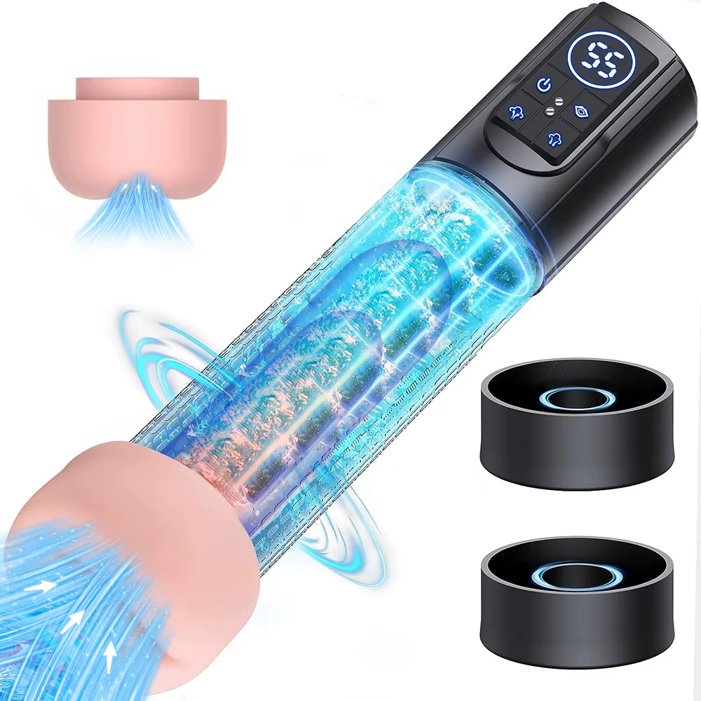 2 in 1 Electric Penis Pumps Enlargers with 4 Training Pressure & 3 Suction Modes