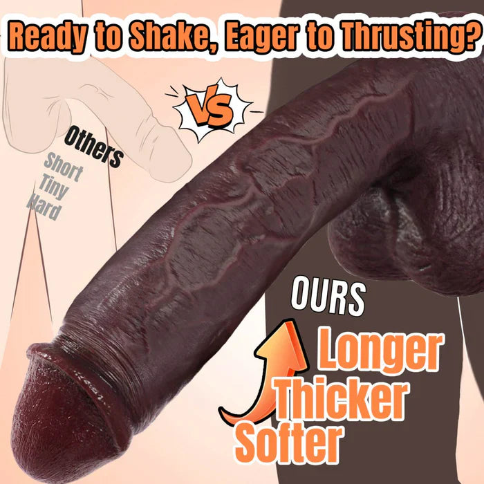 11 inch Lifelike Thick Silicone Huge Massive Black Dildo
