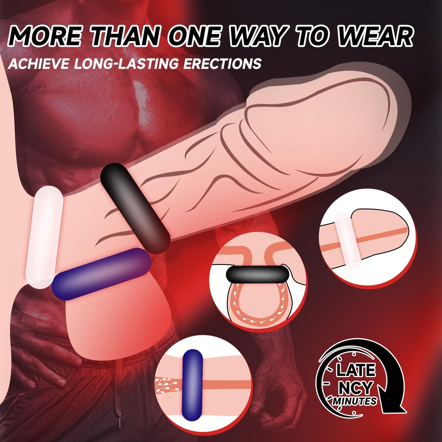 3 Colors Silicone Cock Penis Ring Male Sex Toys