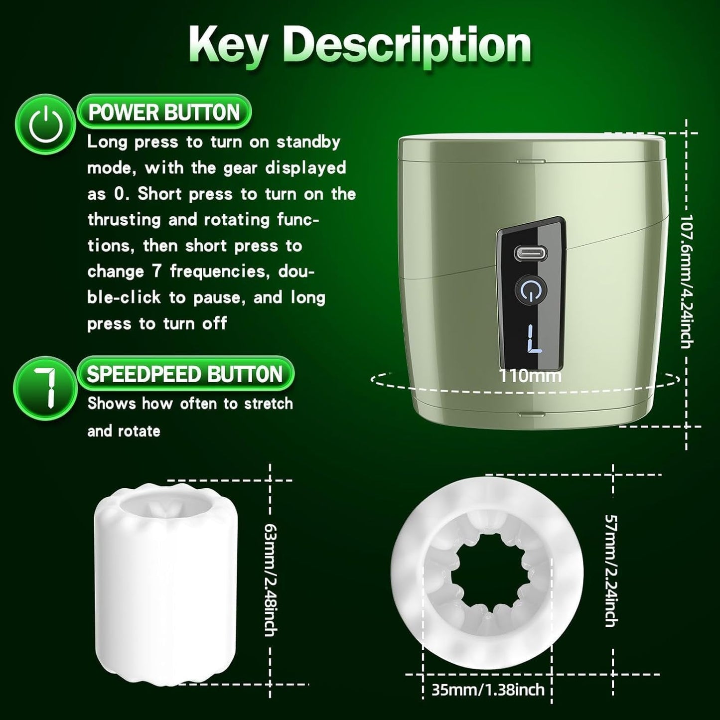 2 IN 1 Open-Ended Automatic Masturbator Stroker with 7 Thrusting & Rotating Modes