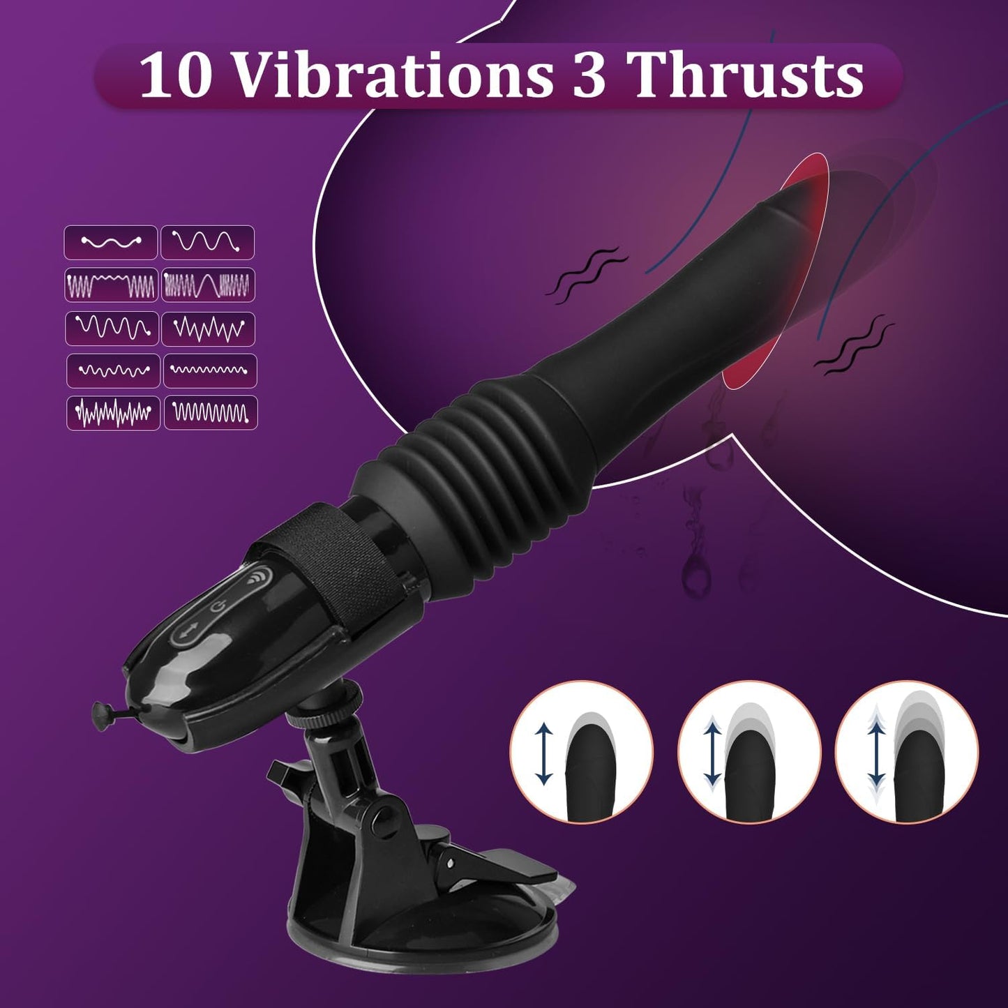 Automatic Thrusting Sex Machine Dildo with 10 Vibrations & Thrusting Modes