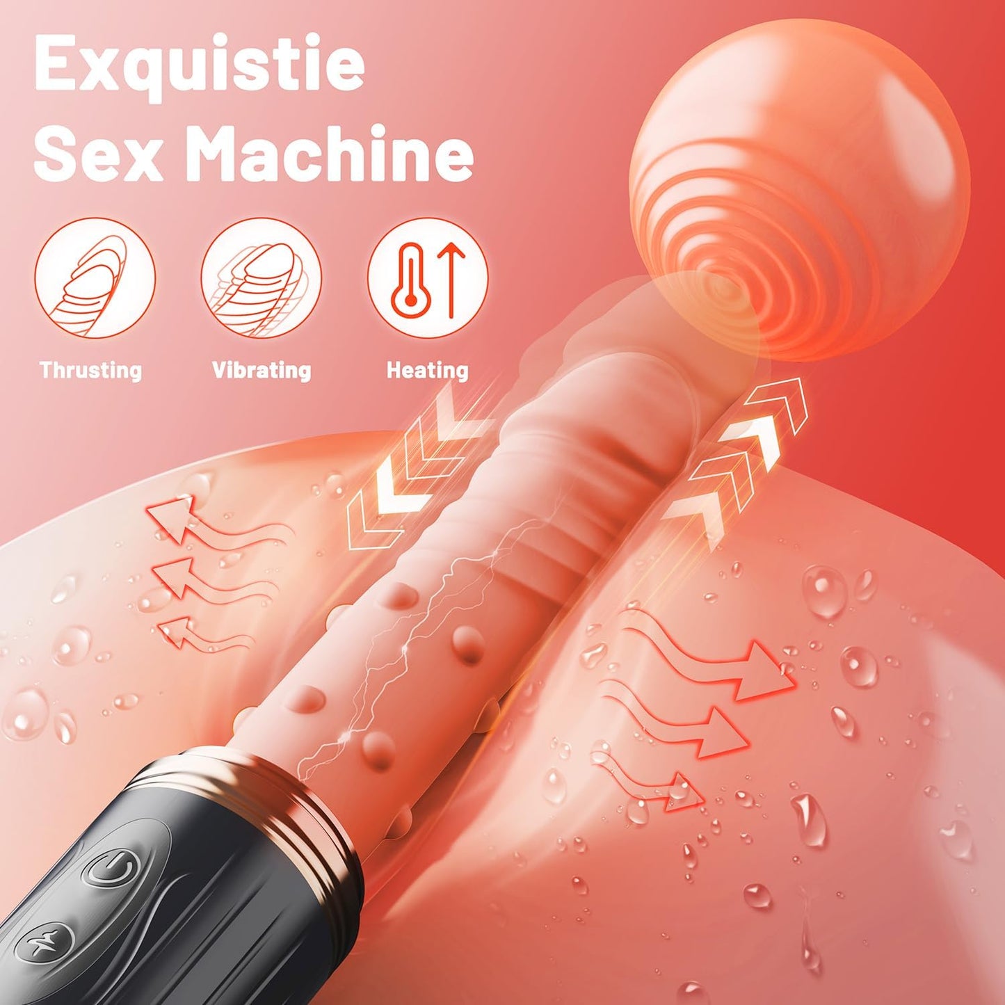 2 IN 1 Realistic Dildo Sex Machine Vibrator with 10 Vibrating & 10 Thrusting Modes