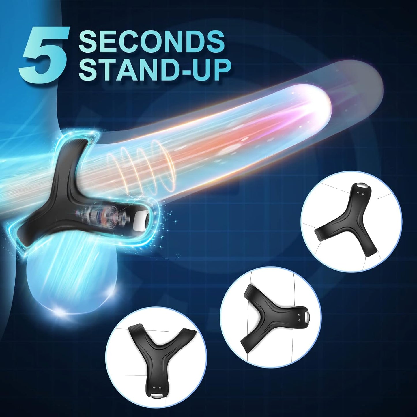 Triangular Silicone Penis Ring Cock Vibrator with 10 Intense Vibration Modes