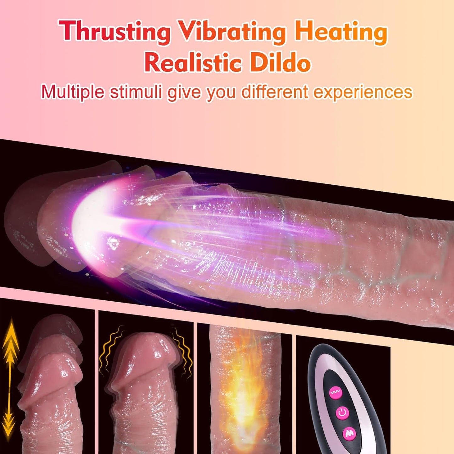 3 IN 1 Realistic Dildo Vibrator Sex Toys with 7 Thrusting & Vibrating & Heating Modes