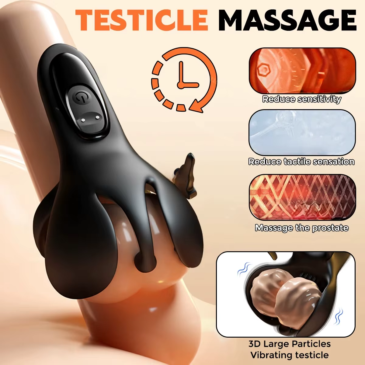 Adjustable Penetration Penis Trainer Glans Massager with 9 Vibration Modes