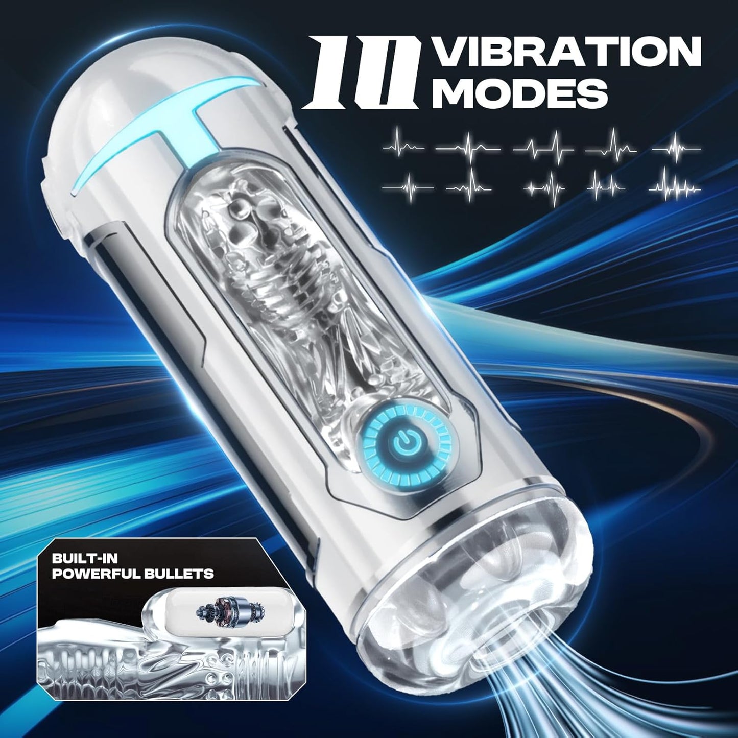 Automatic Masturbator Penis Stroker Blowjob with 10 Vibrating& Sucting & Heating Modes