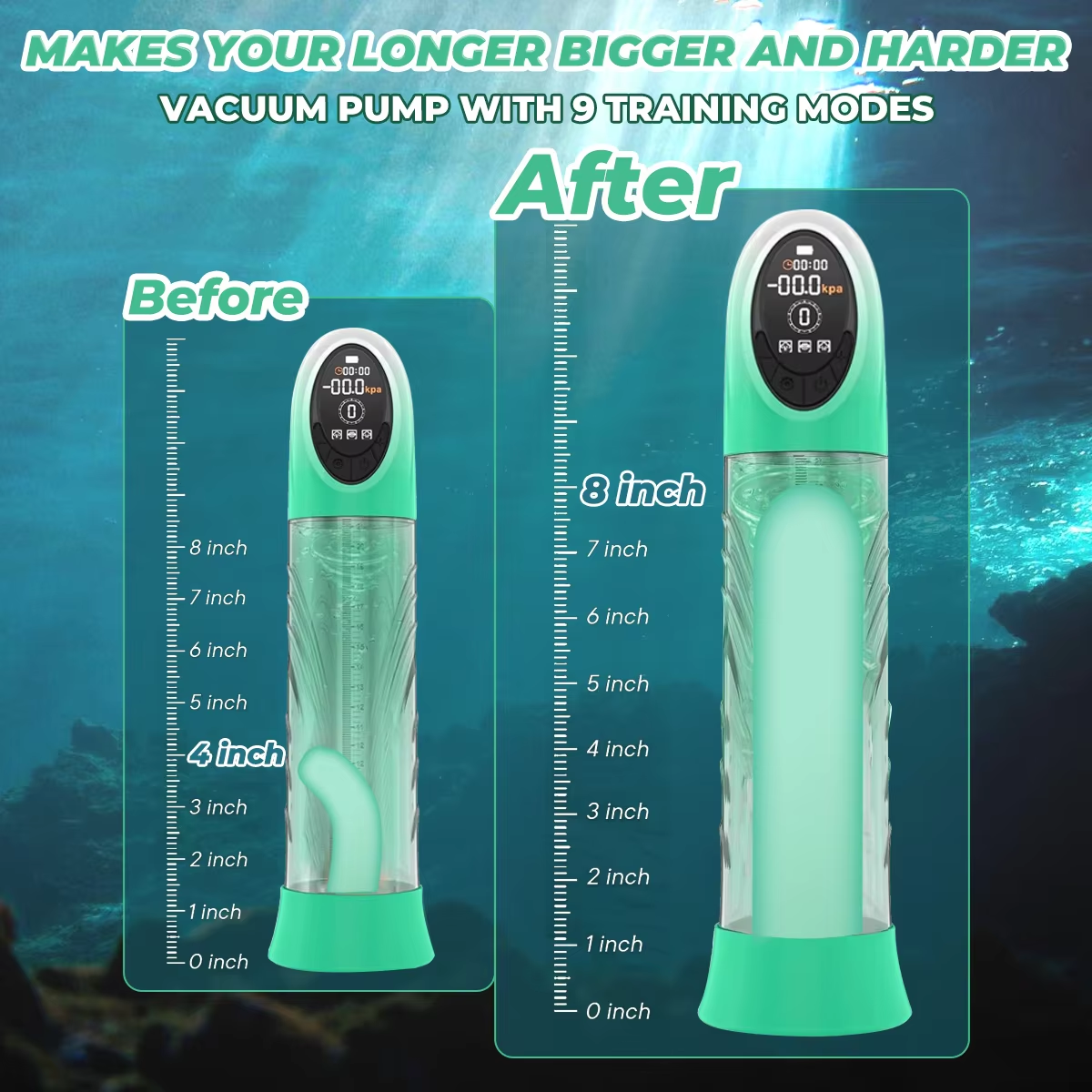 LCD Display Electric Vacuum Penis Pump with 4 Pressure & 9 Suction Modes