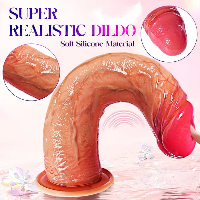8.27 in Realistic Glowing Dildo Vibrator with 4 Light & 10 Vibrating Modes