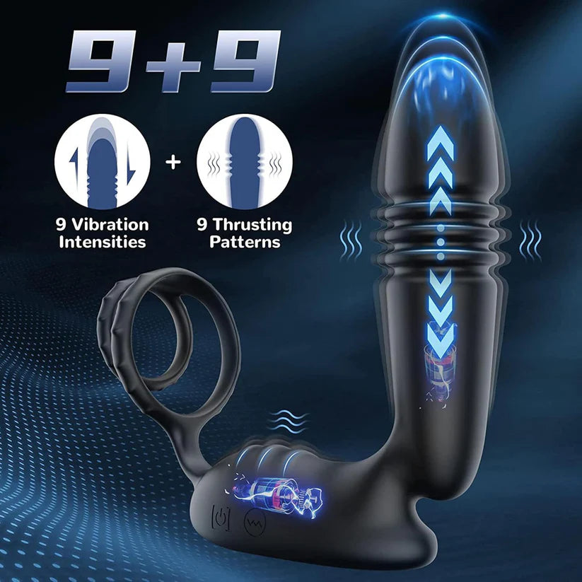 3 IN 1 Anal Vibrator Prostate Stimulator Massager with 9 Telescopic & 9 Vibration Modes