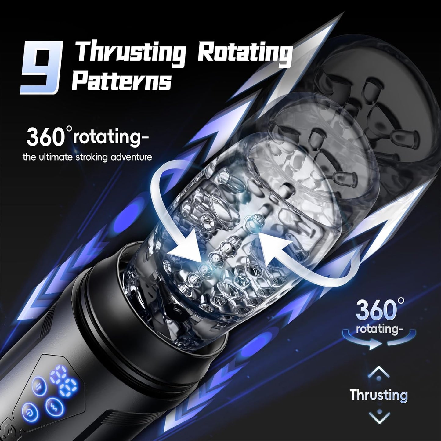 Automatic Masturbator Stroker Blowjob with 9 Thrusting Rotating & 9 Vibrating Patterns