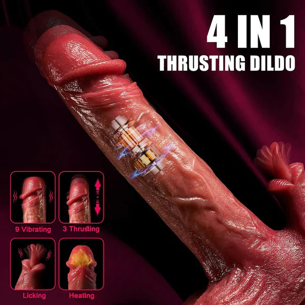 5 IN 1 Ultra Realistic Dildo Vibrator Sex Machine with 3 Thrusting & Heating & Licking Modes
