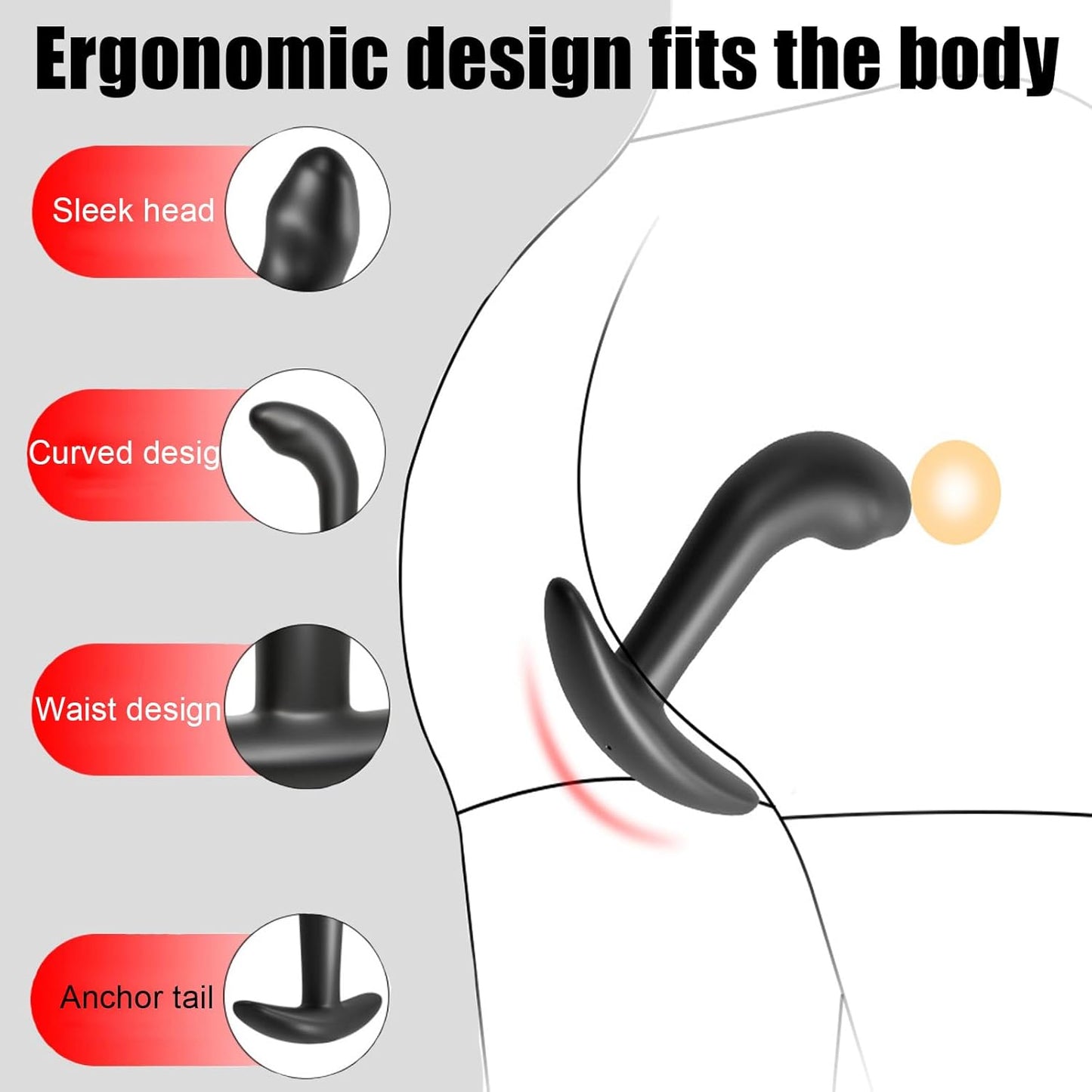 E-stim Prostate Massager Anal Plug Vibrator with 8 Modes & 19 Intensities