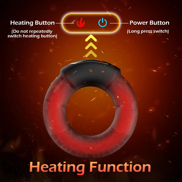 APP Control Heating Penis Ring Glans Trainer Massager with 10 Intense Vibrations