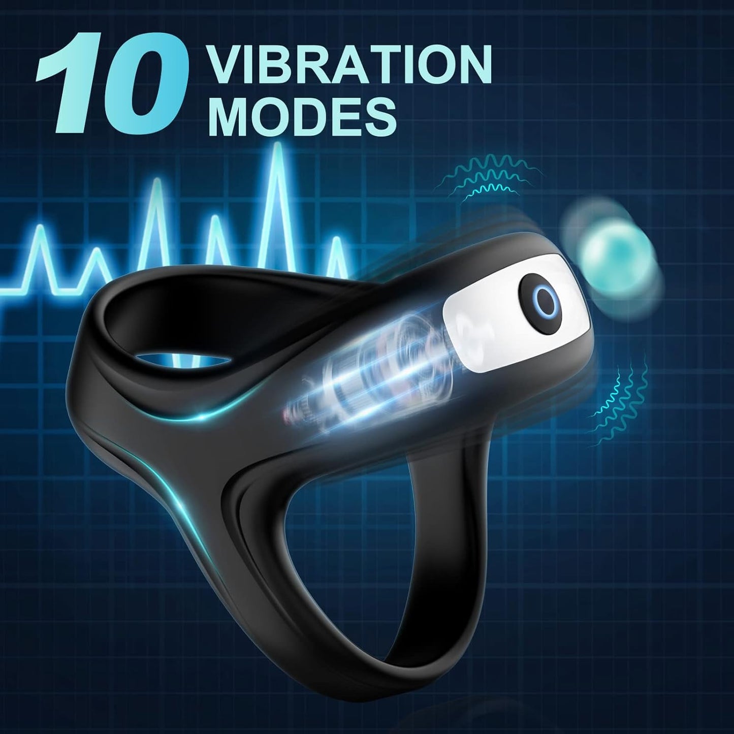 Triangular Silicone Penis Ring Cock Vibrator with 10 Intense Vibration Modes