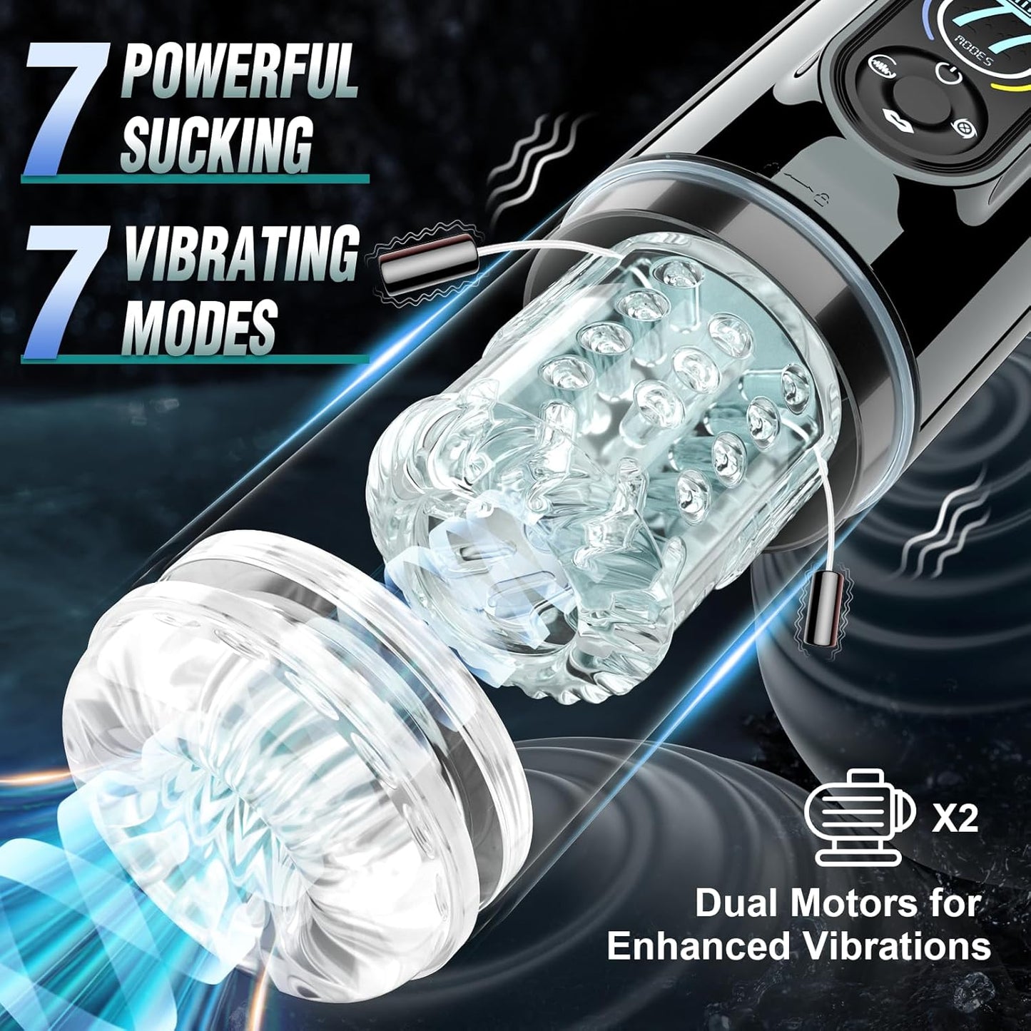 Automatic Masturbator Penis Pump with 7 Sucking Vibrating Thrusting Rotating & Licking Modes