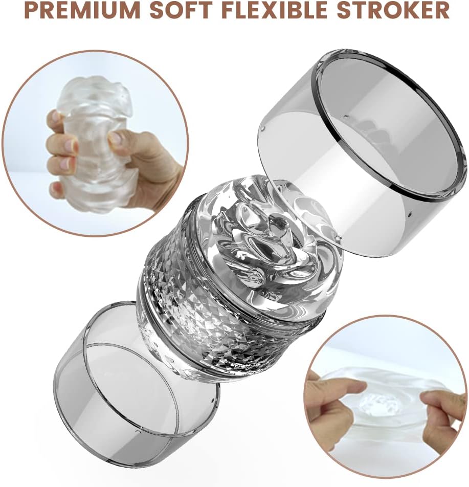 Open-Ended Crystal Sucking Penis Stroker Pocket Pussy Sleeve Masturbator