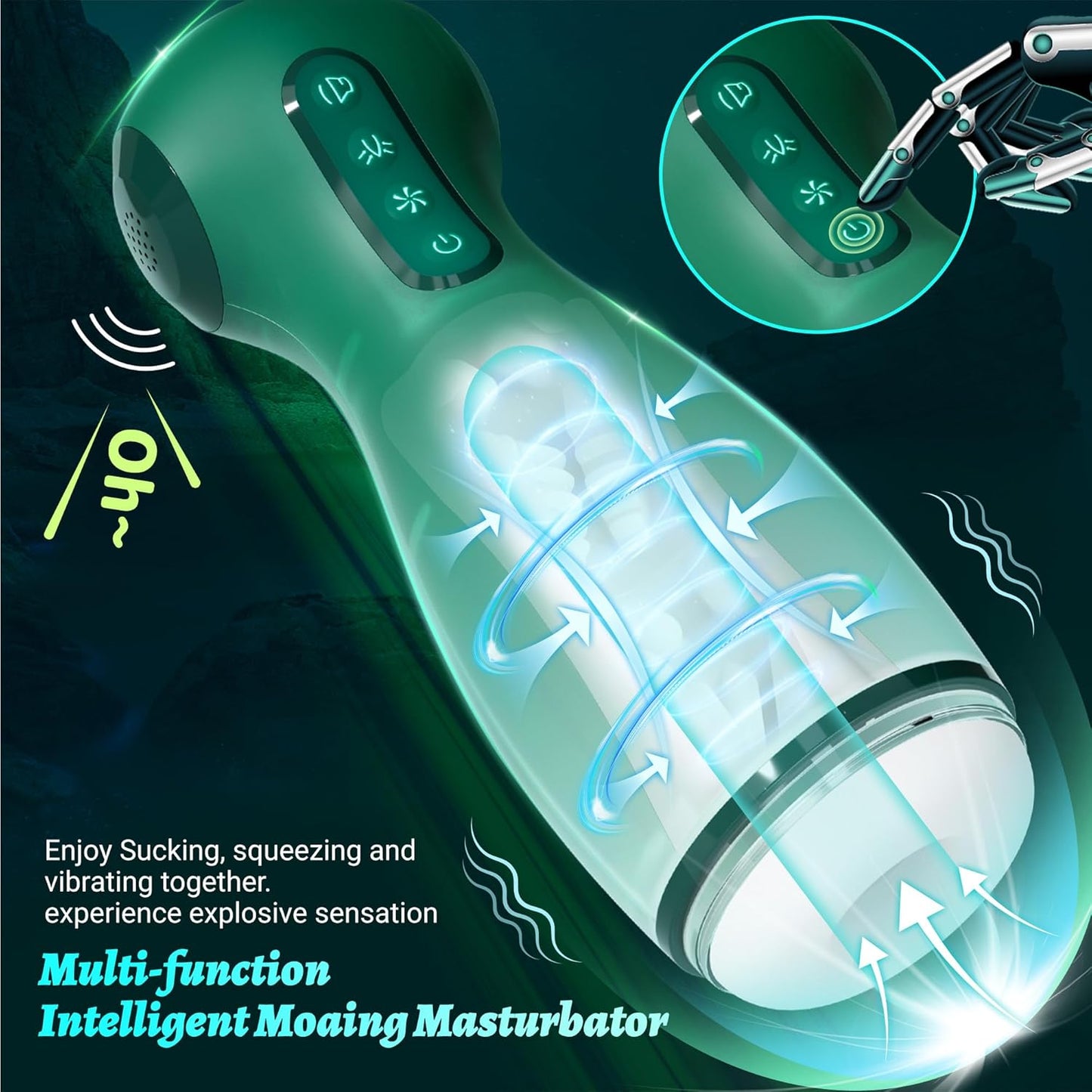 Automatic Masturbator Stroker Blowjob Machine with 9 Vibrations 9 Suction & 9 Squeeze