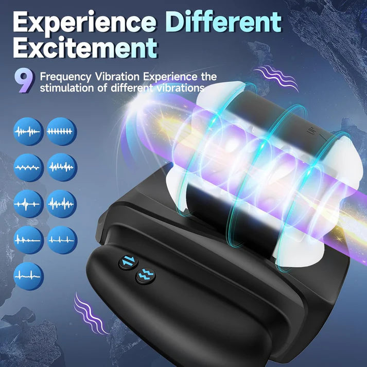 Automatic Masturbator Penis Trainer Sex Machine with 3 Telescopic & 9 Vibrations