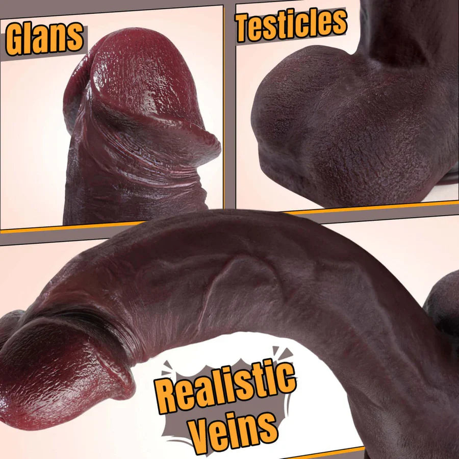 10.8 inch Huge Silicone Realistic Black Dildo with Suction Cup