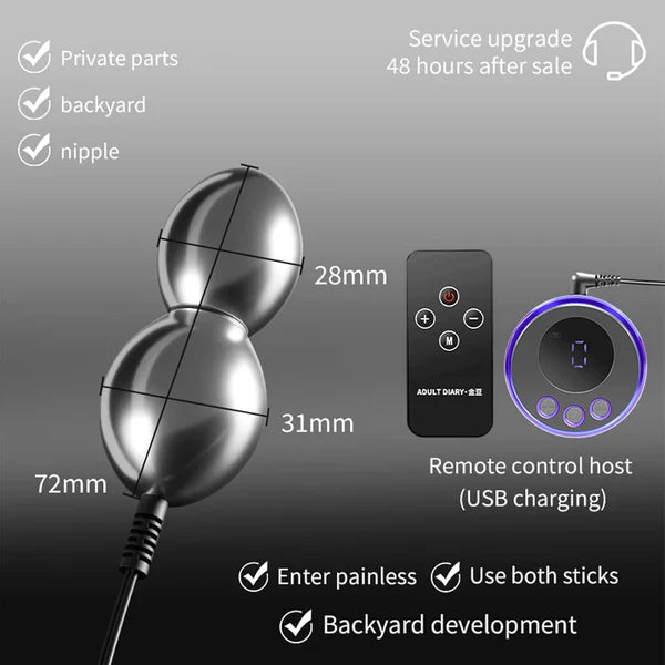 E-Stime Anal Plug Metal Butt Plug Anal Beads Prostate Massager with 8 Electric Shock Modes