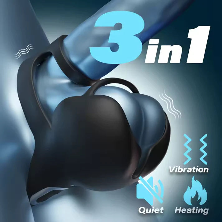 3 IN 1 Penis Trainer Vibrator Cock Ring Massager with 10 Vibration Modes