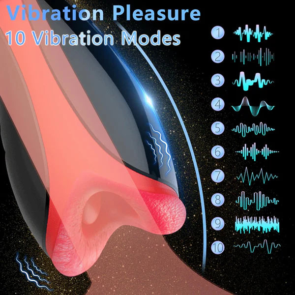 Automatic Masturbator Penis Trainer Stroker with 10 Vibration & Heating Modes