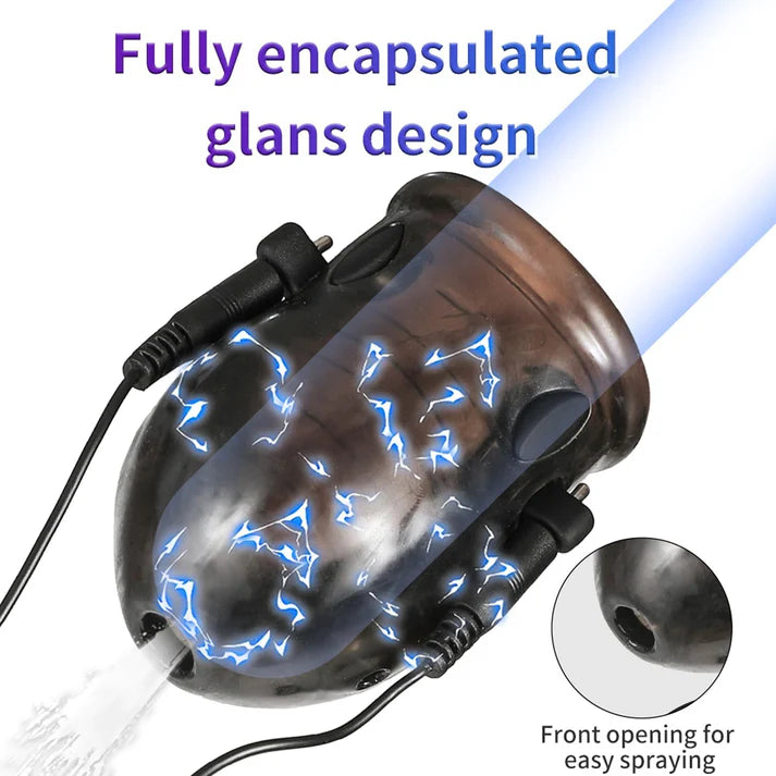 E-stim Glans Sleeve Penis Trainer Set Masturbator with 8 Electric Shock Modes