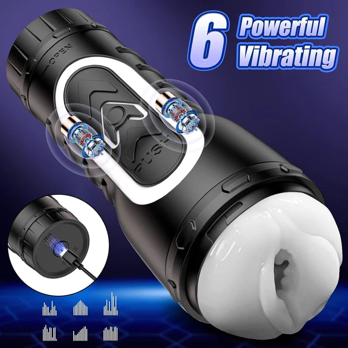 Electric Masturbator Stroker Blowjob Sex Machine with 6 Vibration Modes