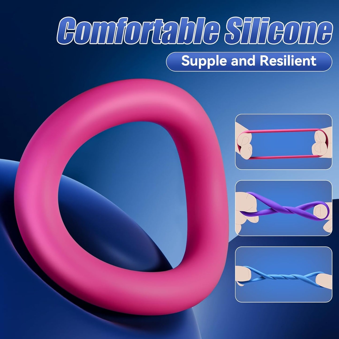 3 Pcs Multi-Coloured Different Sizes Penis Ring Cockring Cock Stimulator