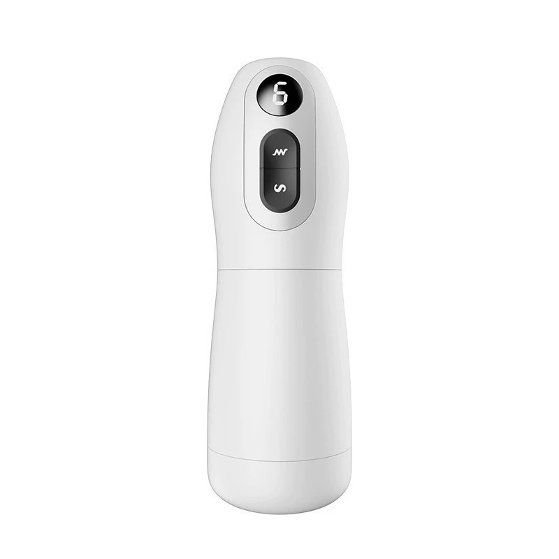 LCD Control Automatic Masturbator Penis Pump Stroker with 7 Vibrating & 7 Sucking Modes White Edition