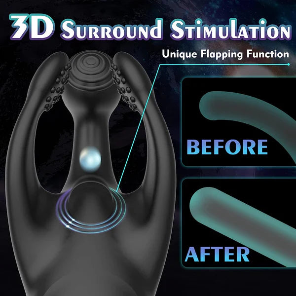 2 in 1 Penis Vibrator Glans Trainer Masturbator with 10 Flapping & 10 Powerful Vibrations