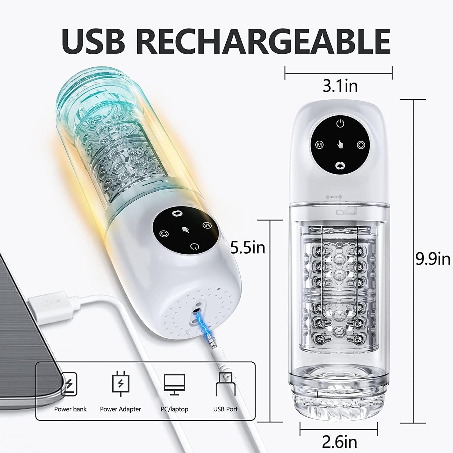 4 IN 1 Automatic Masturbator Penis Pump with 7 Rhythmic Suction & 7 Rotation Modes