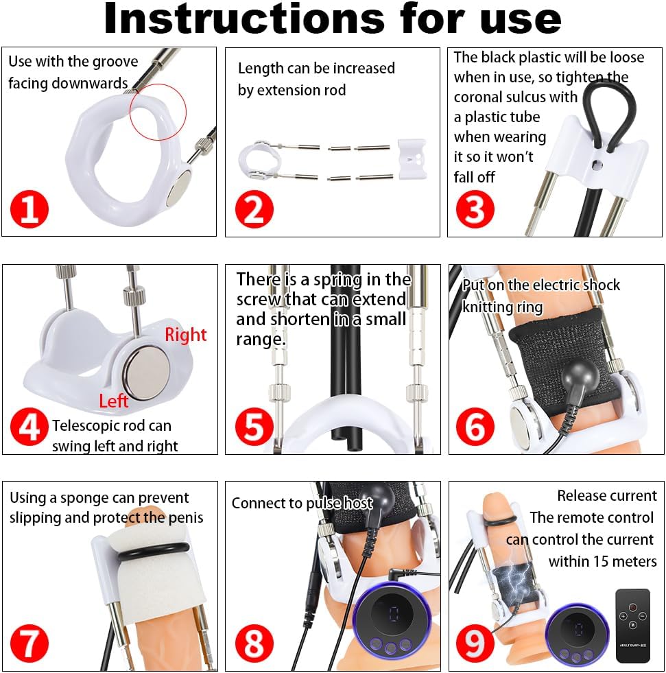 E-stim Penis Glans Extender Enlargement Stimulator System Set