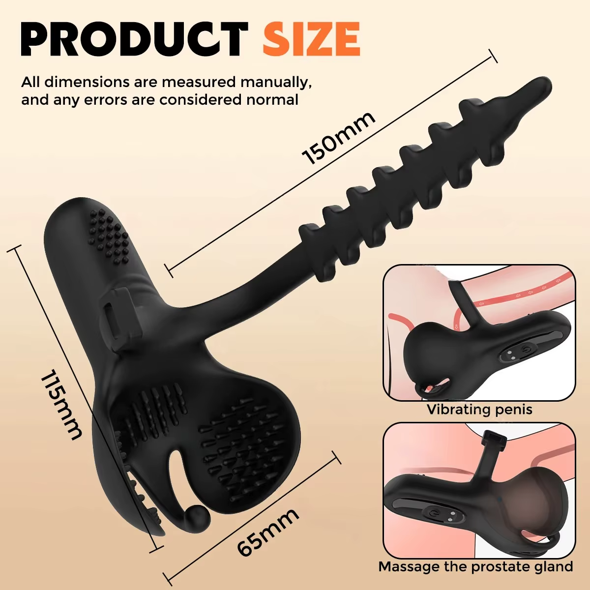 Adjustable Penetration Penis Trainer Glans Massager with 9 Vibration Modes