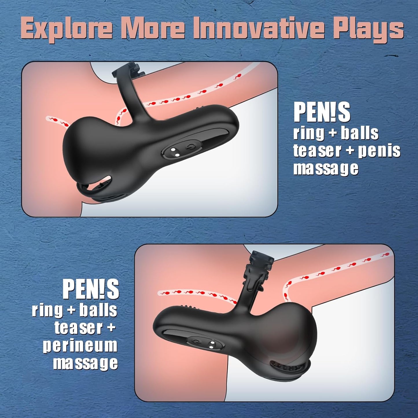 Adjustable Penetration Penis Trainer Glans Massager with 9 Vibration Modes