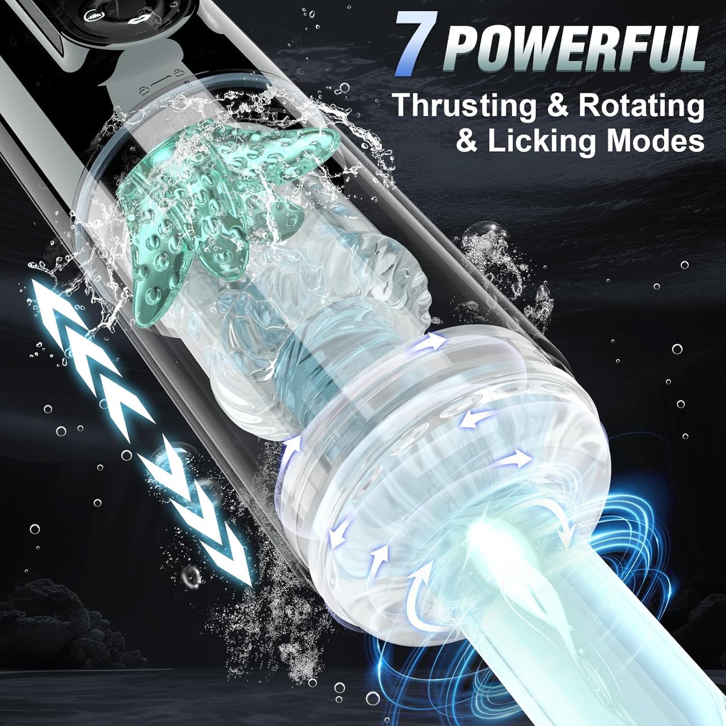 Automatic Masturbator Penis Pump with 7 Sucking Vibrating Thrusting Rotating & Licking Modes