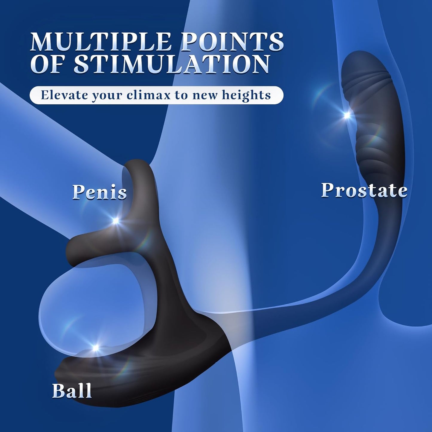 Prostate Massager Cock Ring Anal Vibrator with 10 Intense Vibrating & Rotating Modes