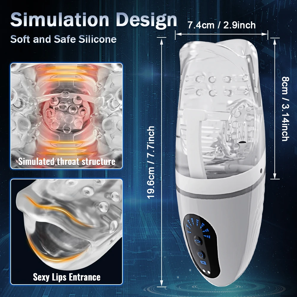 Automatic Penis Trainer Glans Vibrator Masturbator with 5 Bites & 8 Vibration Modes